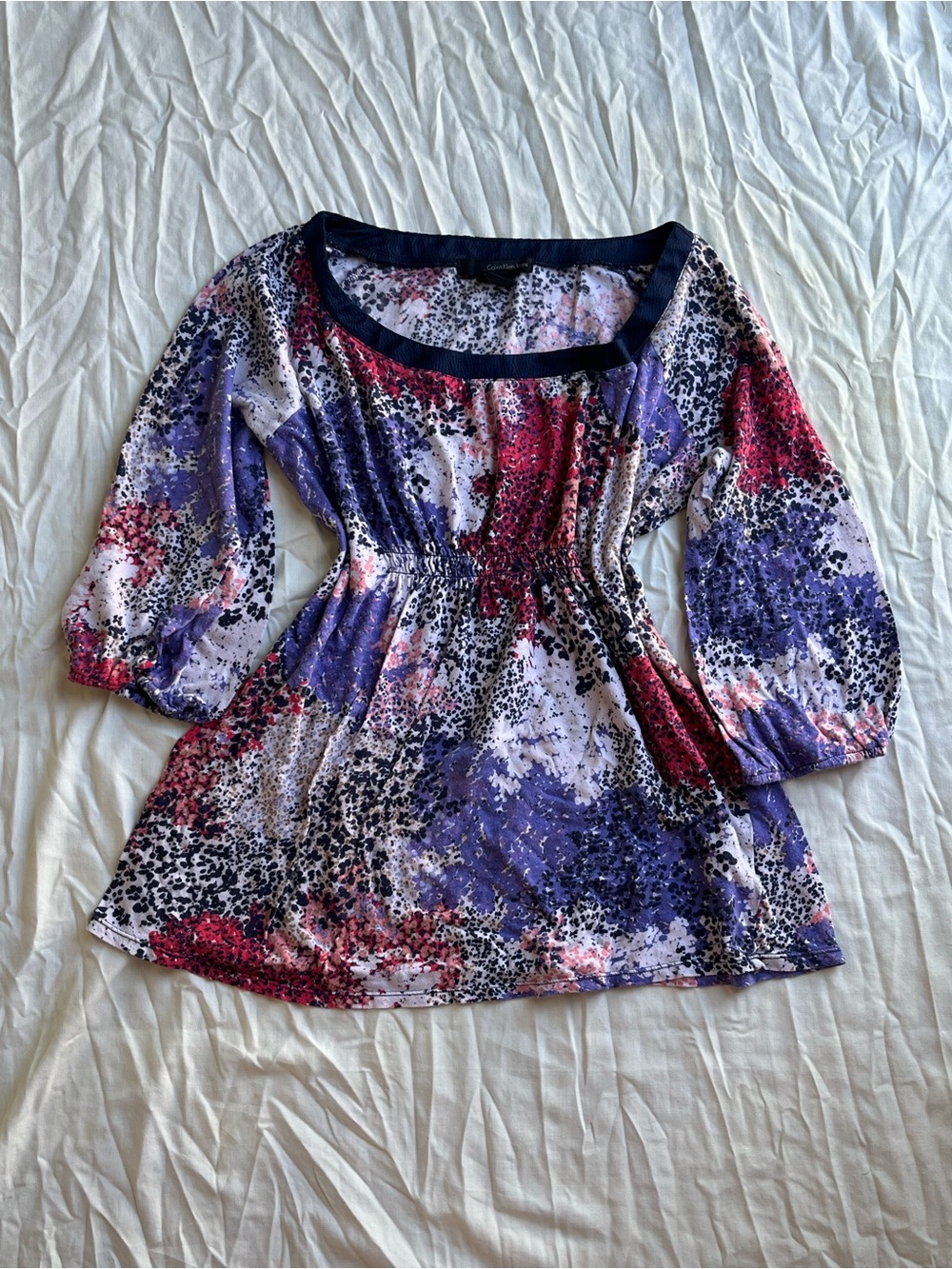 Women’s Purple & Pink Abstract Print Babydoll Top